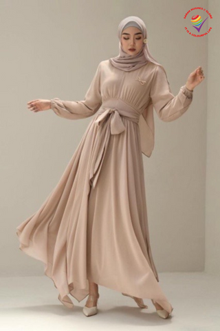 Jenetha Dress - Muslimah Long Dress Latte
