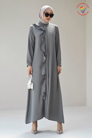 Mellisa Dress Wavy - Muslimah Fashion Smoke Grey