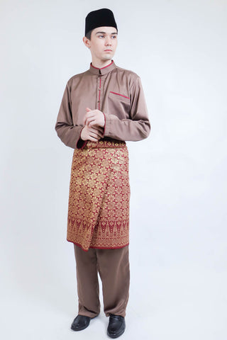 Baju Melayu Slim Fit Brown (FREE Sampin)