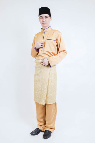 Baju Melayu Slim Fit Orange (FREE Sampin)