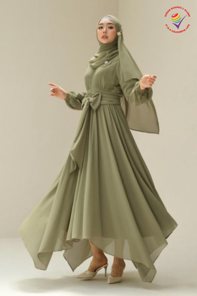 Jenetha Dress - Muslimah Long Dress Avocado