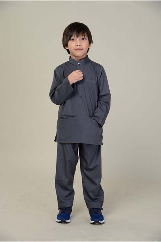 Baju Melayu Eddy Junior Grey