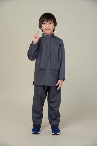 Baju Melayu Eddy Junior Grey