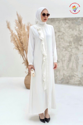 Mellisa Dress Wavy - Muslimah Fashion White