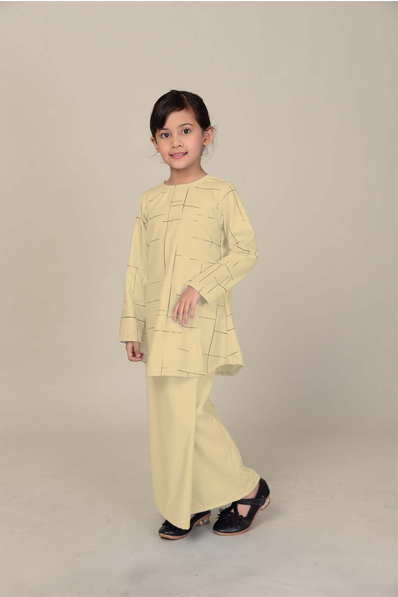 Baju Kurung Printed Kids Cream