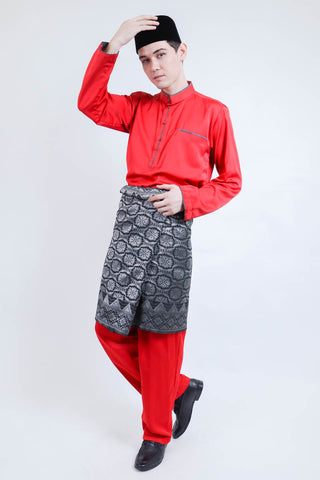 Baju Melayu Slim Fit Red (FREE Sampin)