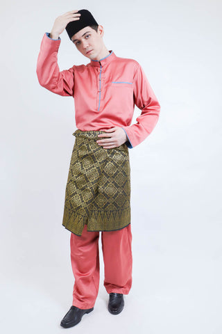 Baju Melayu Slim Fit Rose Pink (FREE Sampin)