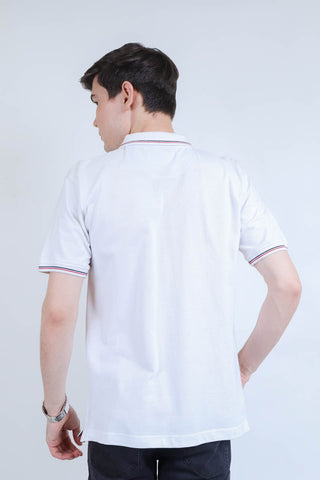 Collar Tshirt Stripe Sleeve White