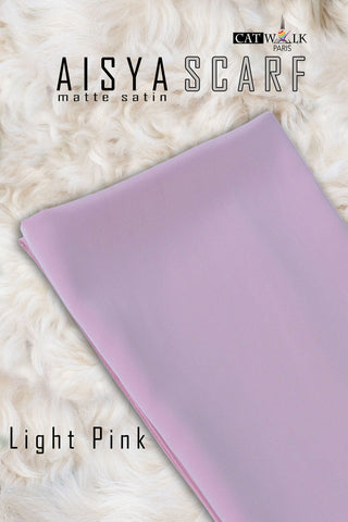 Aisya Matte Satin Silk Bawal Scarf Light Pink