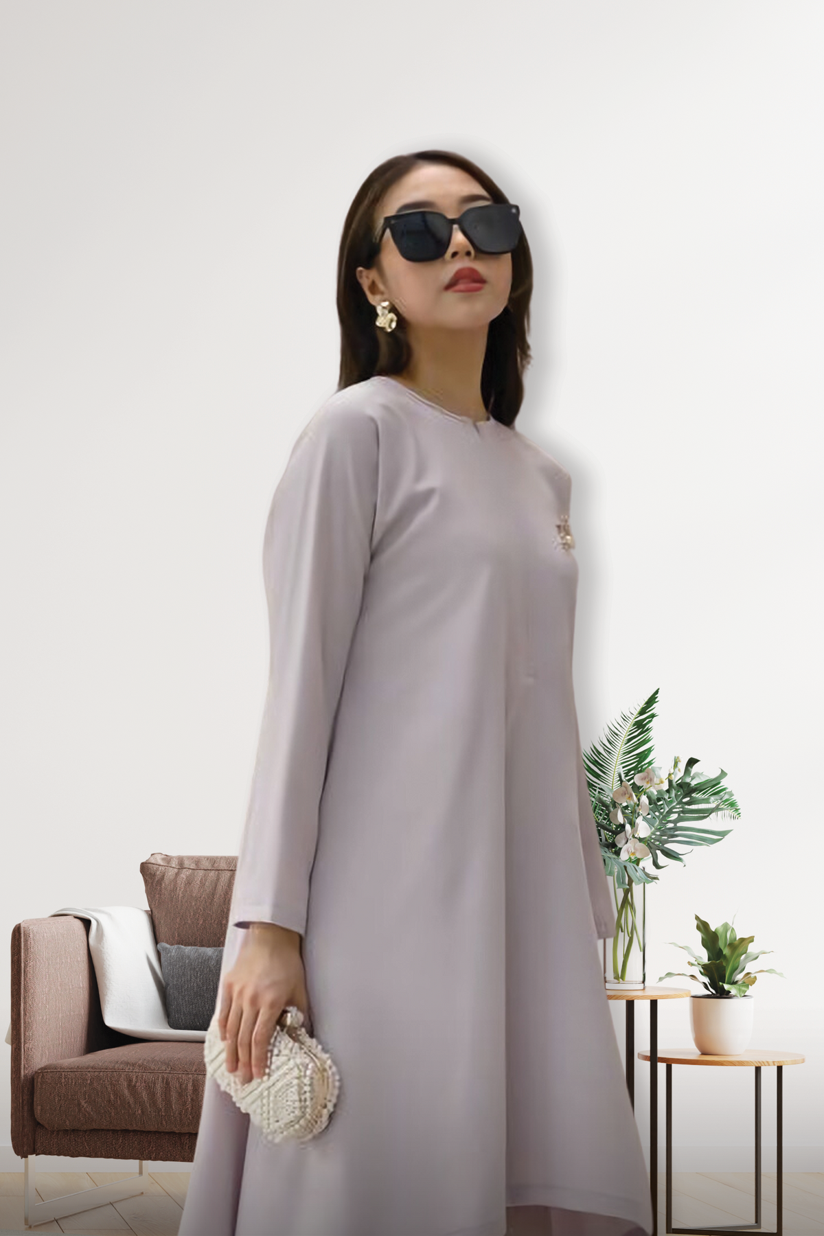 Lavina Set Dress - Modern Baju Pario Soft Mauve
