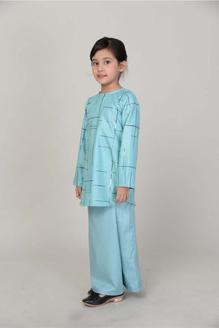 Baju Kurung Printed Kids Turquoise