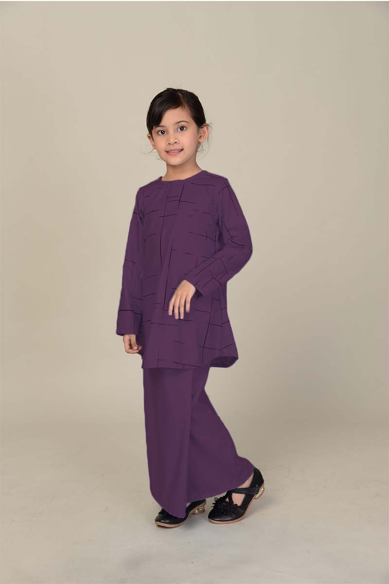 Baju Kurung Printed Kids Purple