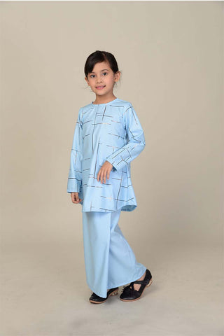 Baju Kurung Printed Kids Sky Blue