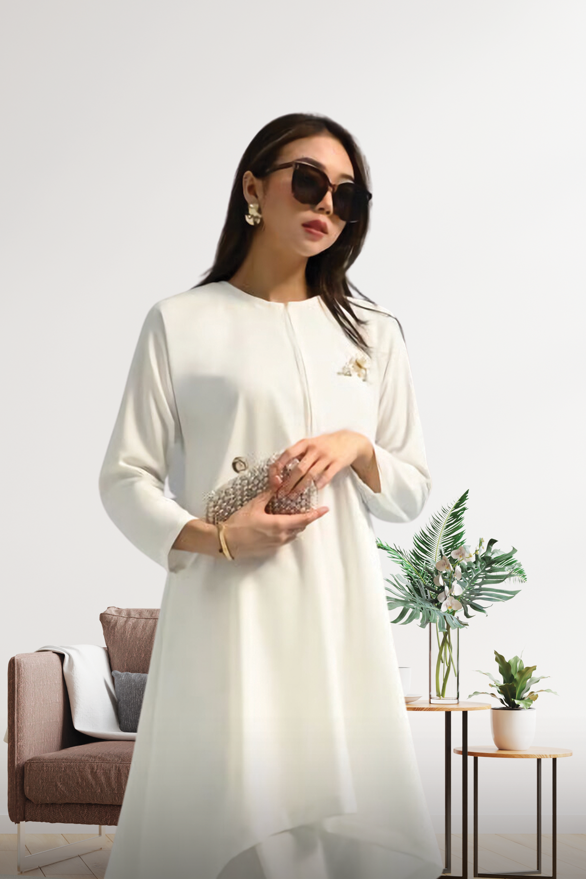 Lavina Set Dress -  Modern Baju Pario White
