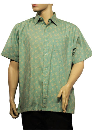 Printed Shirt (Leaf Design) Turquoise