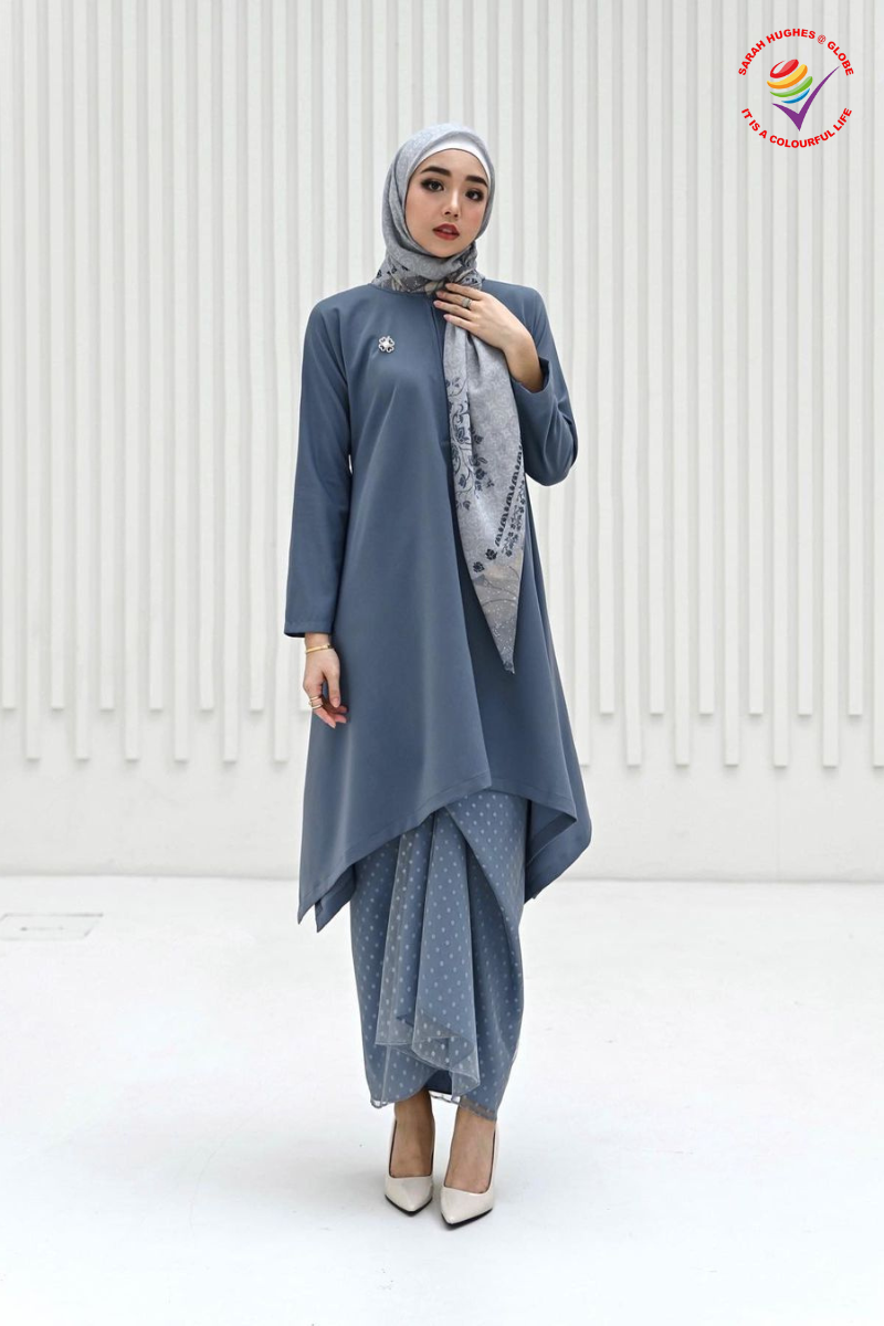 Lavina Set Dress - Modern Baju Pario Cobalt Grey