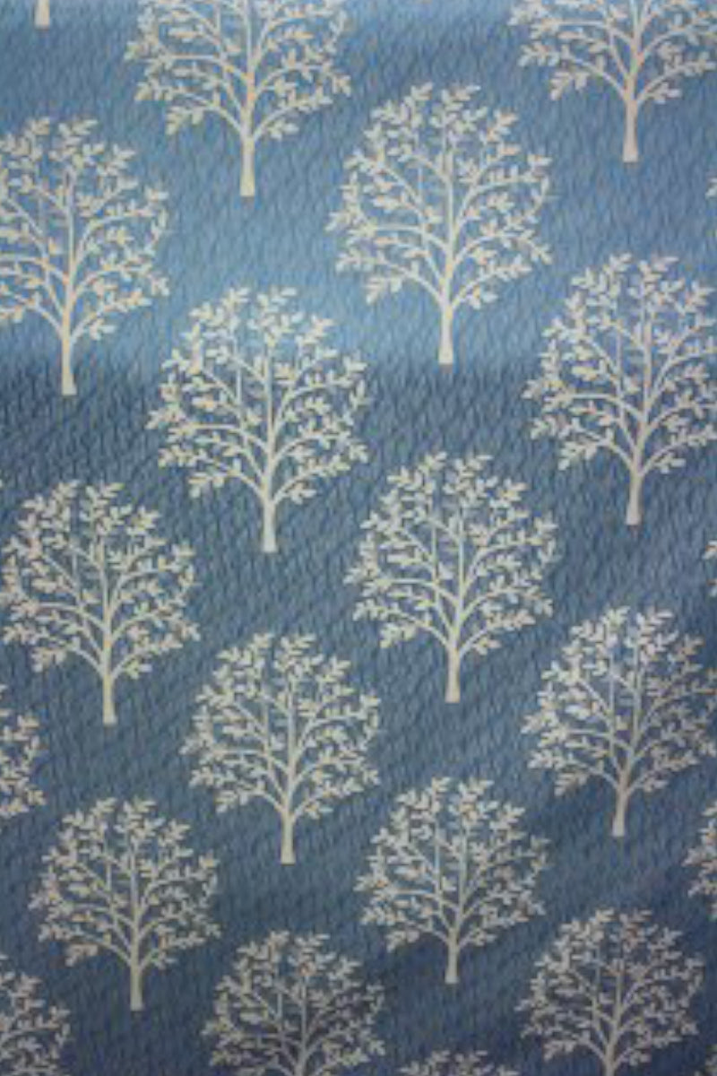 Jacquard Tree Pattern Fabric Blue