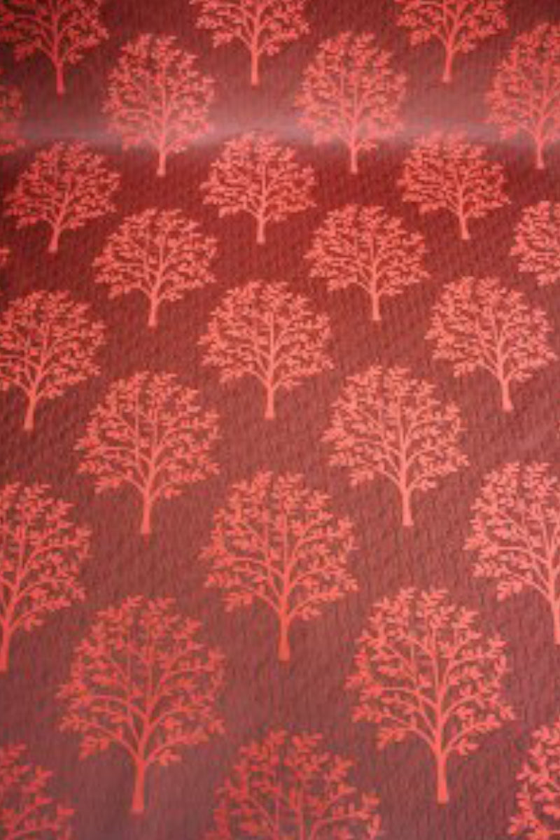 Jacquard Tree Pattern Fabric Maroon